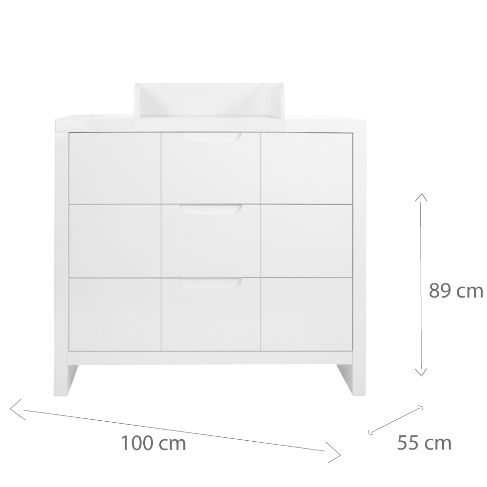 Comoda Childhome Quadro White 100x55x89 cm cu masa de infasat, MDF Alb [3]
