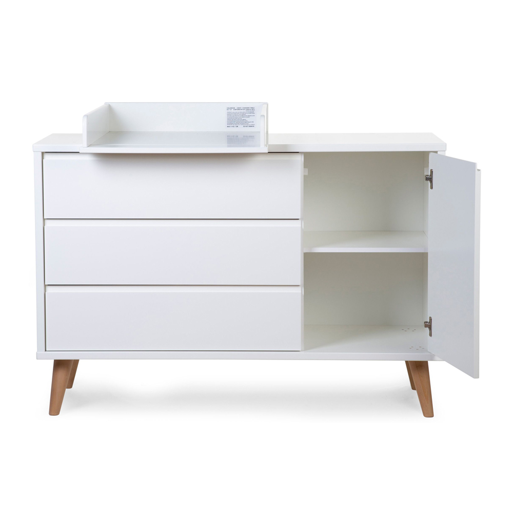 Comoda Childhome Retro Rio 133x50x90 cm cu masa de infasat, MDF Alb [3]