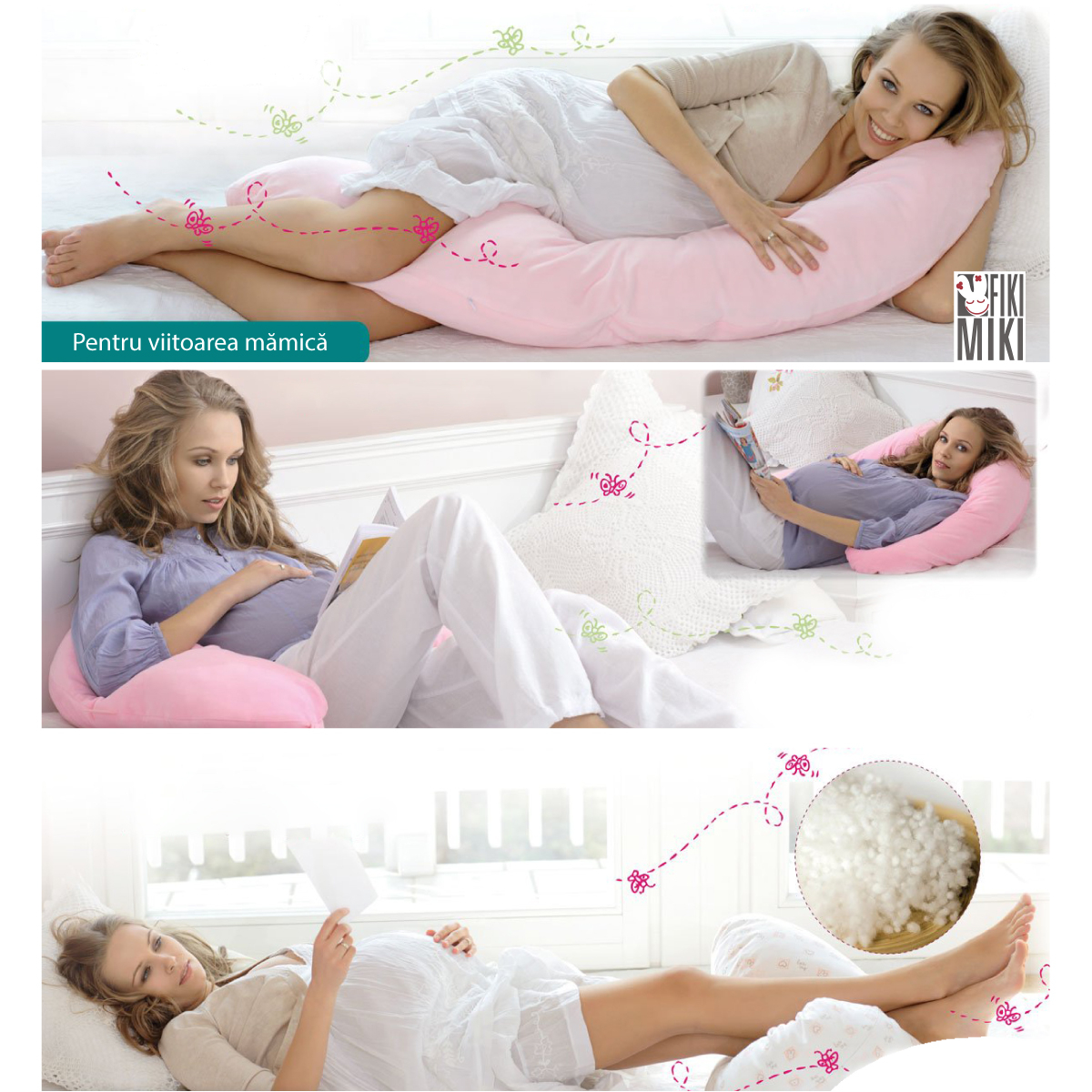 Perna Gravida 3 in 1 Husa Bumbac Model Floral 165 cm [2]