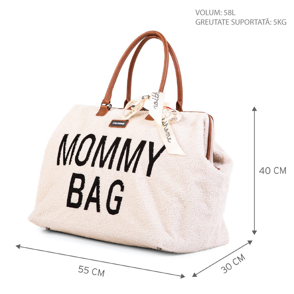 Geanta de infasat Childhome Mommy Bag Teddy Ecru [5]
