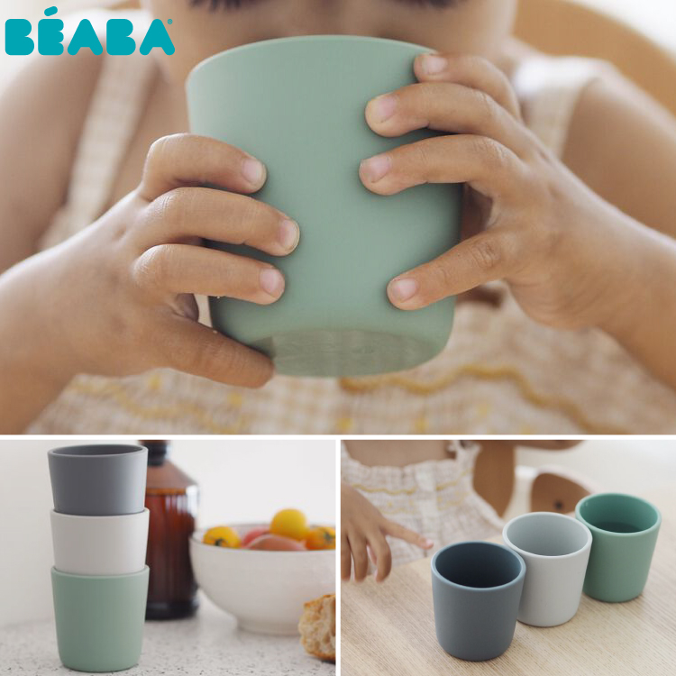 Set 3 pahare silicon Beaba Sage Green [5]