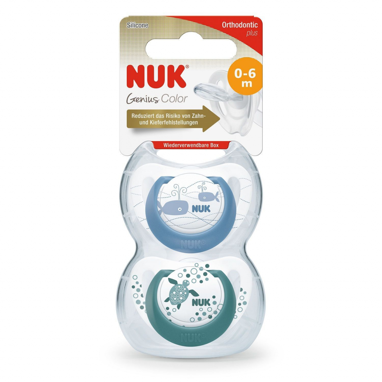 Suzeta Nuk Genius Color Silicon M1 Blue 0-6 luni Set 2 Bucati [2]