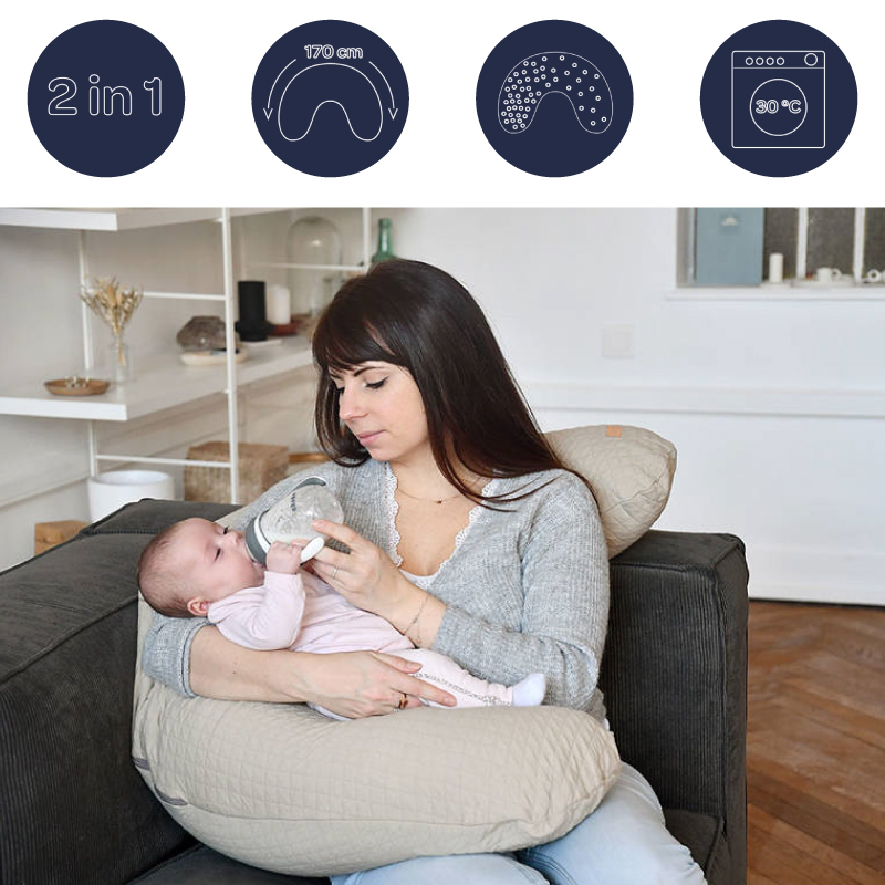 Perna gravida Beaba Big Flopsy 170 cm Fleur de Coton Linen [4]