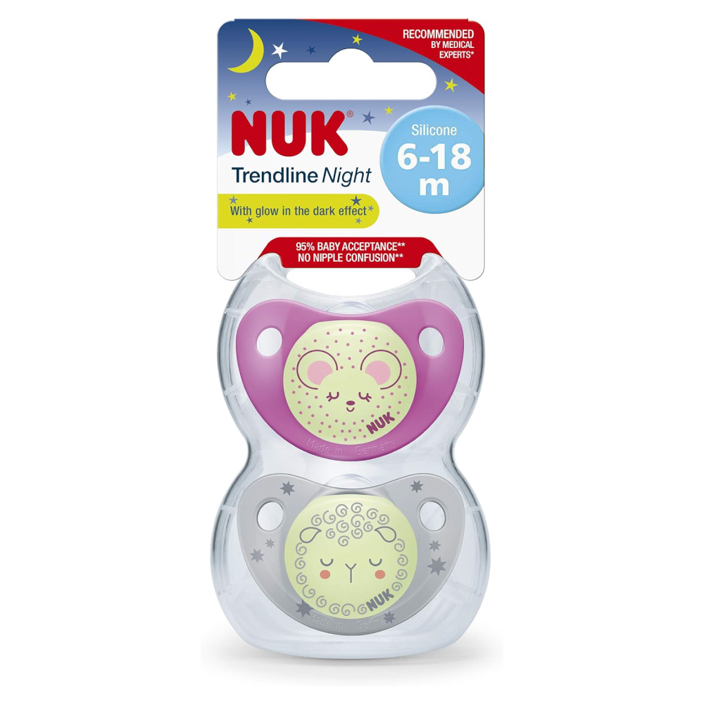 Suzeta Nuk Night-Day Silicon M2, 6-18 luni, Set 2 Bucati, Roz [2]