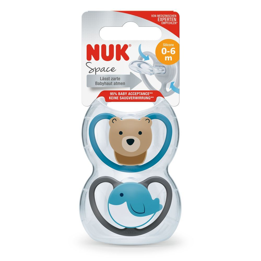 Suzeta Nuk Space Silicon M1 Blue 0-6 luni 2 Bucati Set [2]