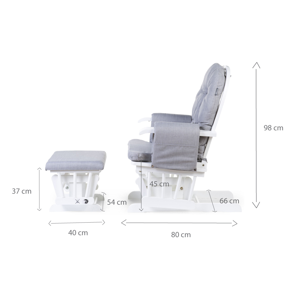 Fotoliu balansoar pentru alaptat Childhome cu suport pentru picioare, Gri [5]