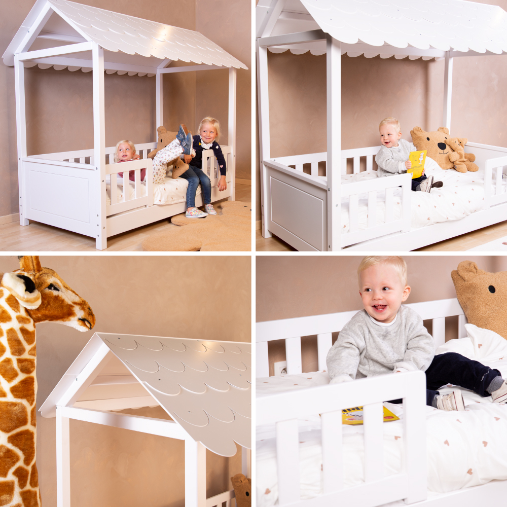 Pat Casuta Childhome cu protectii laterale 70x140 cm Lemn Alb [5]