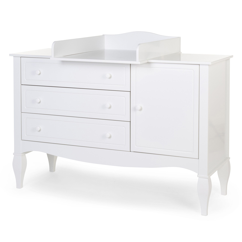 Comoda Childhome Romantic 136.8x73.3x103.4 cm cu masa de infasat, MDF Alb [2]