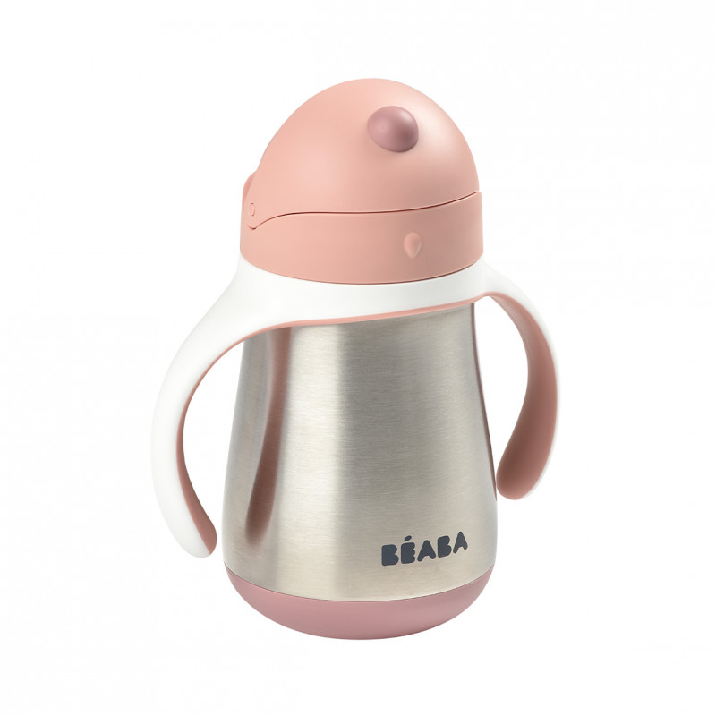Cana cu pai din inox Beaba 250 ml Old Pink [3]