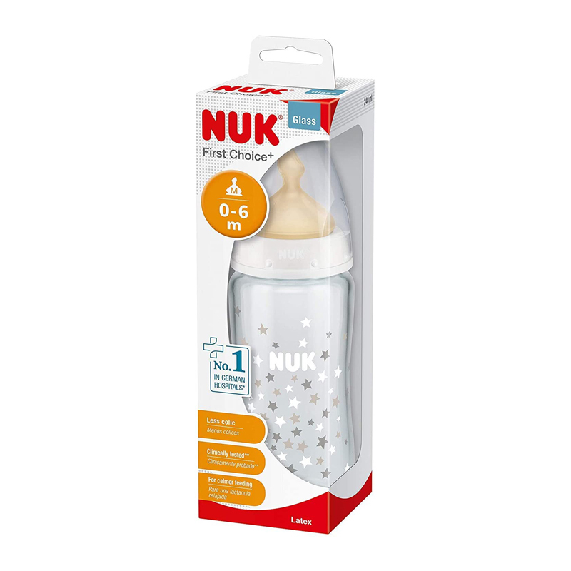 Biberon Nuk First Choice Plus Sticla 240 ml Tetina Latex M 0-6 luni Stelute [2]