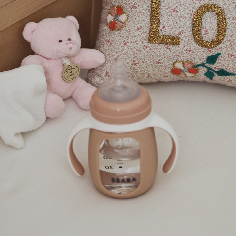 Biberon de invatare 2 in 1 din Sticla Beaba 210 ml Old Pink [5]