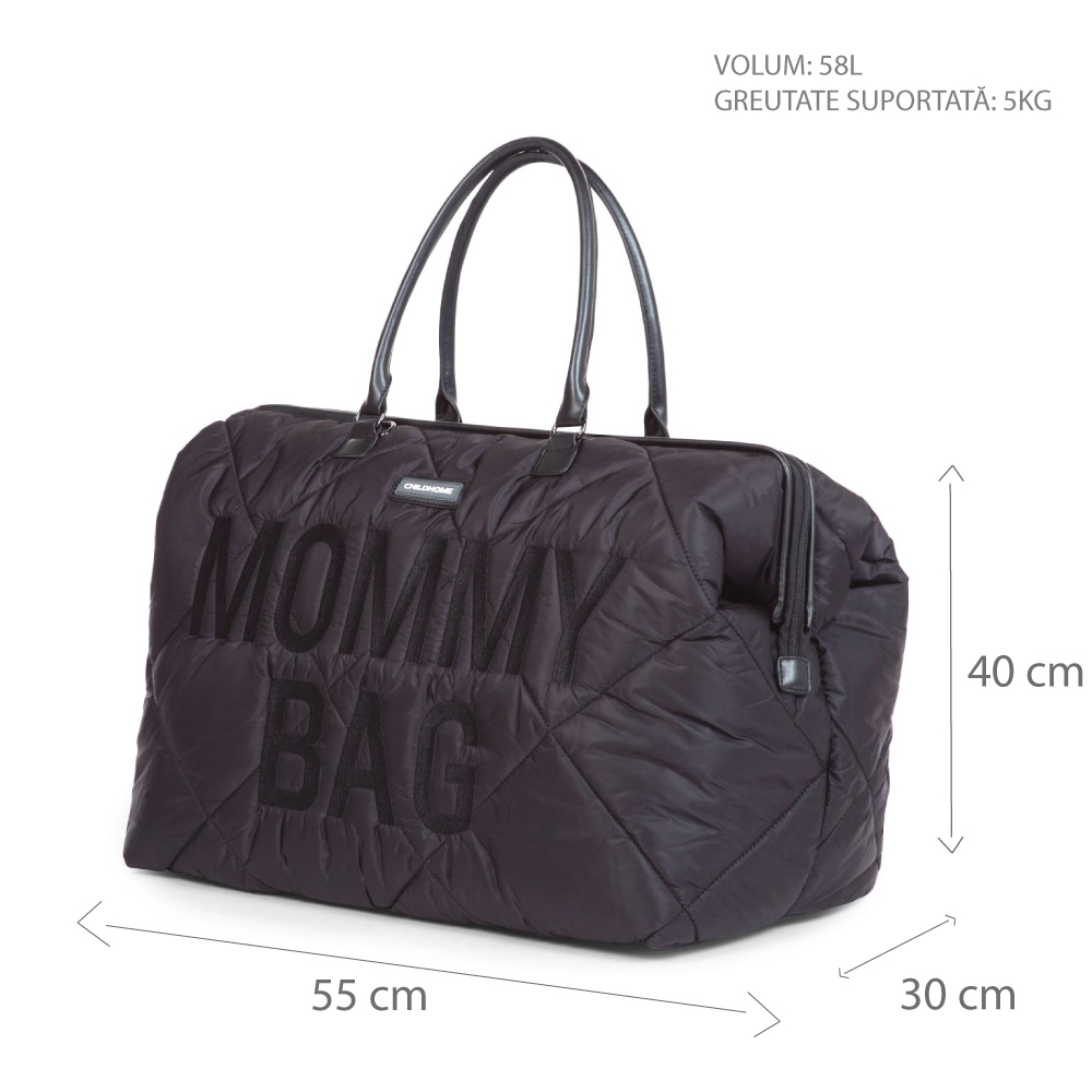 Geanta de infasat matlasata Childhome Mommy Bag Negru [6]