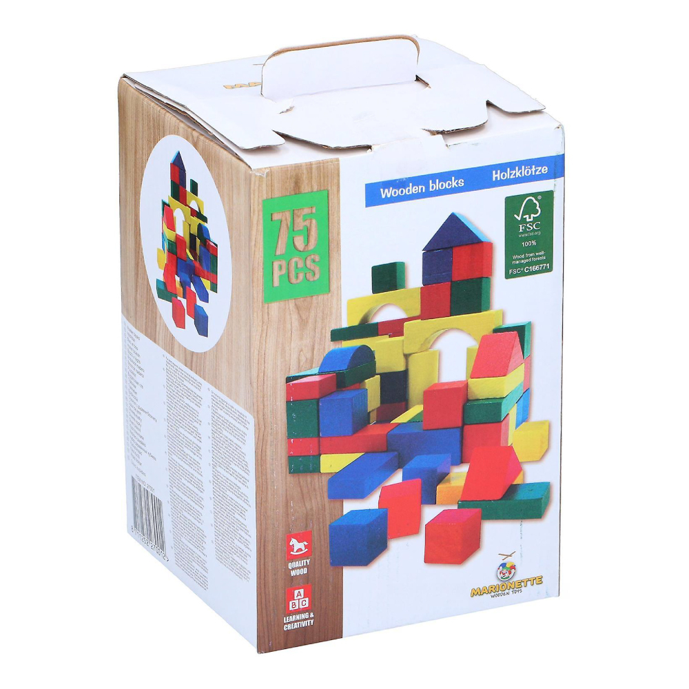 Set constructie din lemn Marionette forme geometrice 75 piese [2]