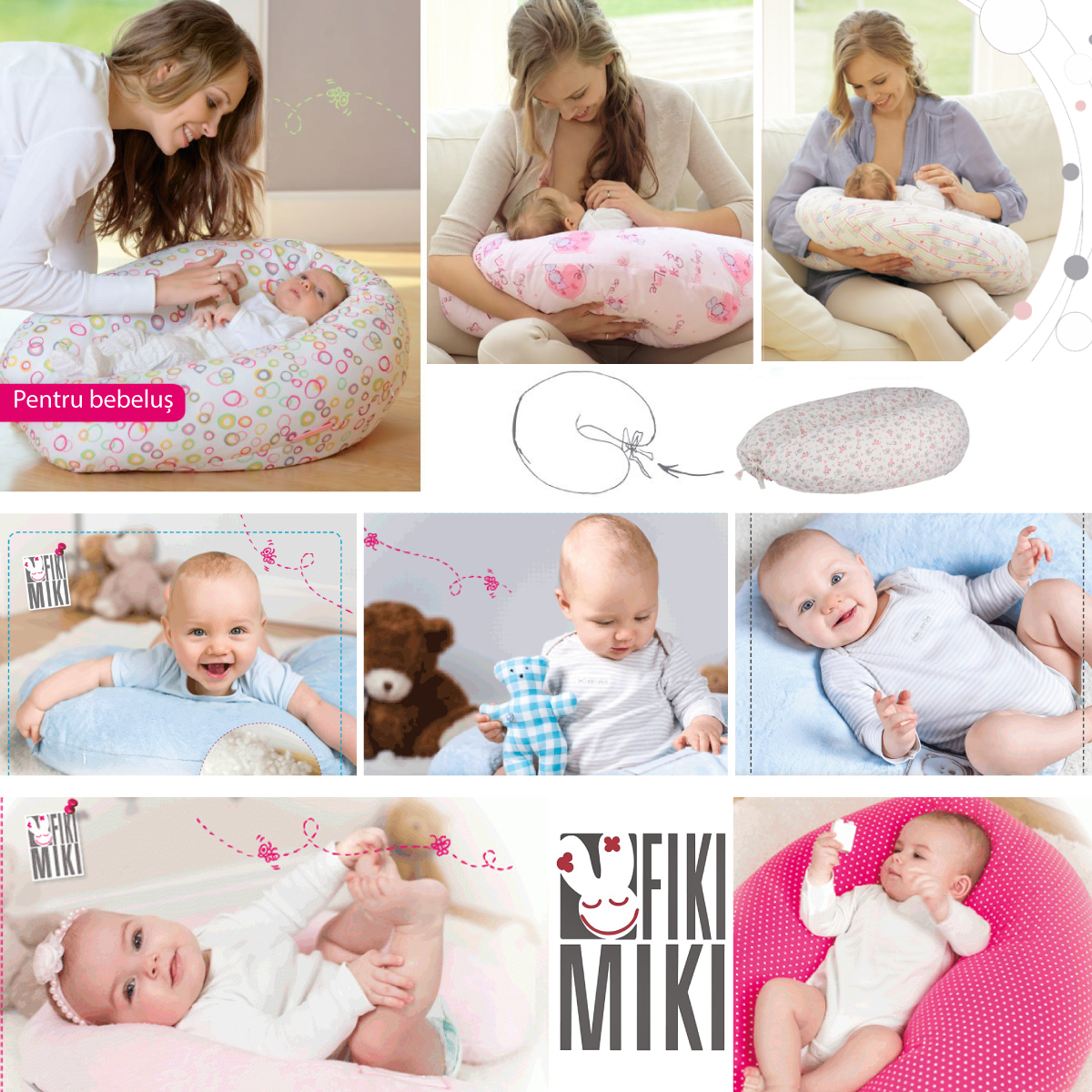 Perna Gravida 3 in 1 Husa Bumbac Gri-Roz 165 cm [5]