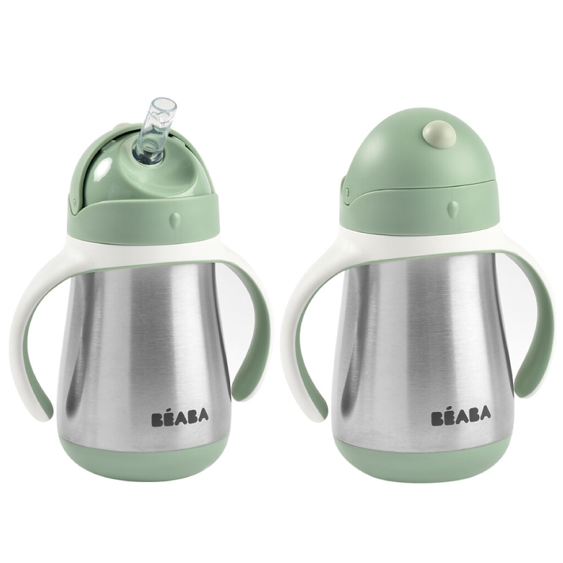 Cana cu pai din inox Beaba 250 ml Sage Green [2]