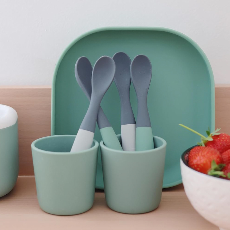 Set 4 lingurite silicon +4 luni Beaba Bicolor Mineral [3]