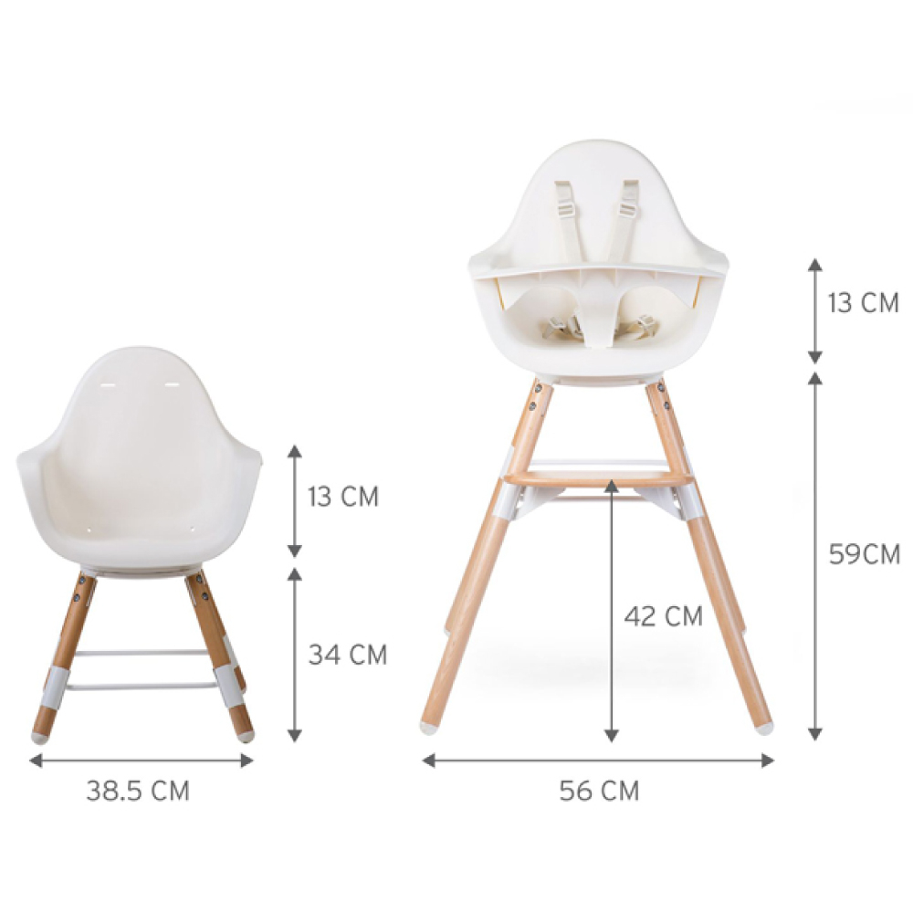Scaun de masa reglabil in inaltime Childhome Evolu One.80, Natural/Alb [3]