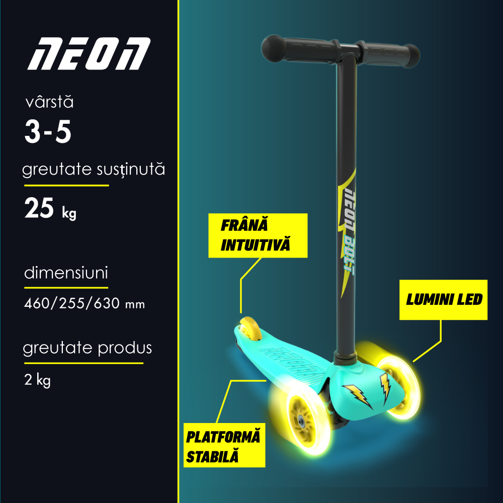 Trotineta cu 3 roti Neon Bolt Green [5]