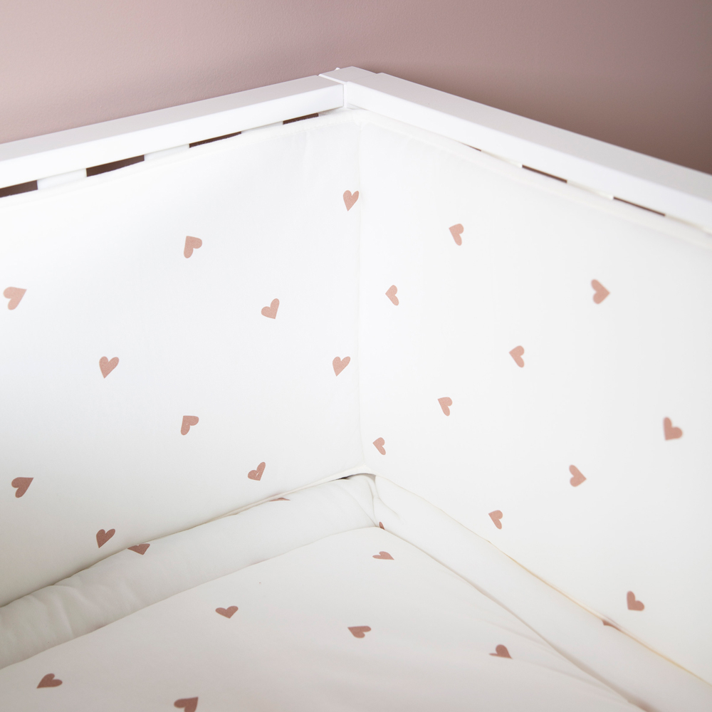 Protectie patut Childhome 35x340 cm Jerse/Muselina, Inimioare [5]