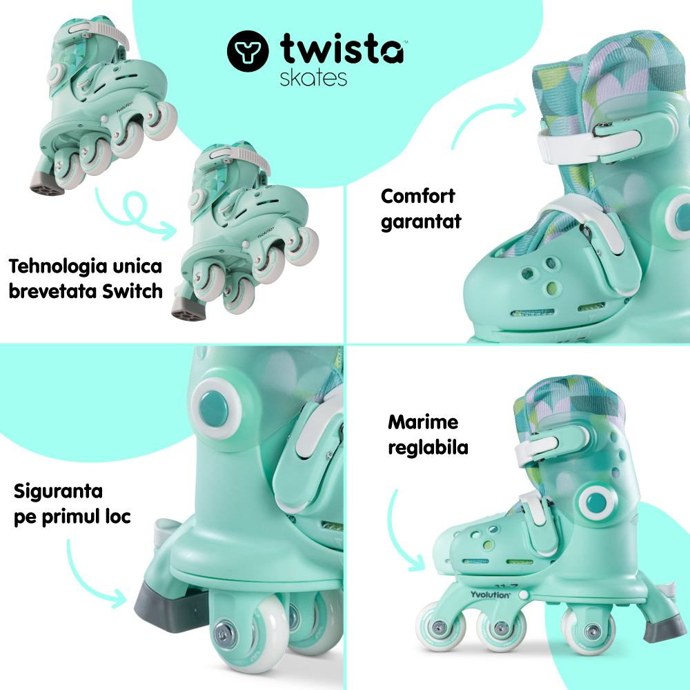 Role ajustabile Yvolution Twista Skates marime 23-28 Green [4]