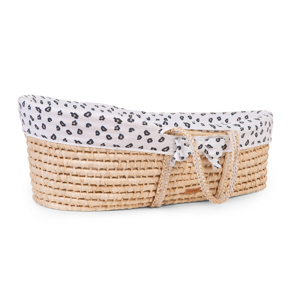 Cos bebe Childhome Moise din coji de porumb cu saltea, Husa Jerse Leopard [2]