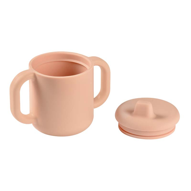 Set de masa silicon cu cana Beaba Old Pink [3]