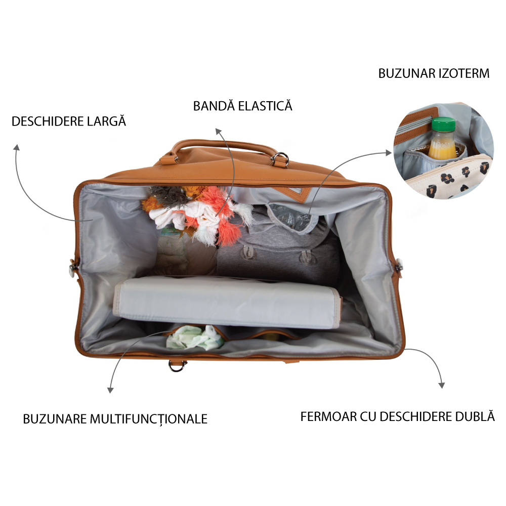 Geanta de infasat Childhome Mommy Bag piele ecologica Maro [5]