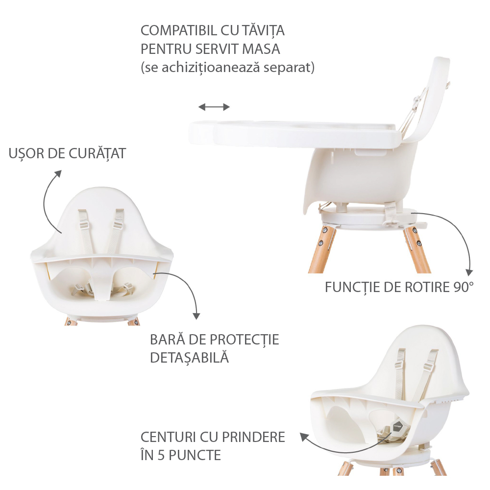 Scaun de masa reglabil in inaltime Childhome Evolu One.80, Natural/Alb [6]
