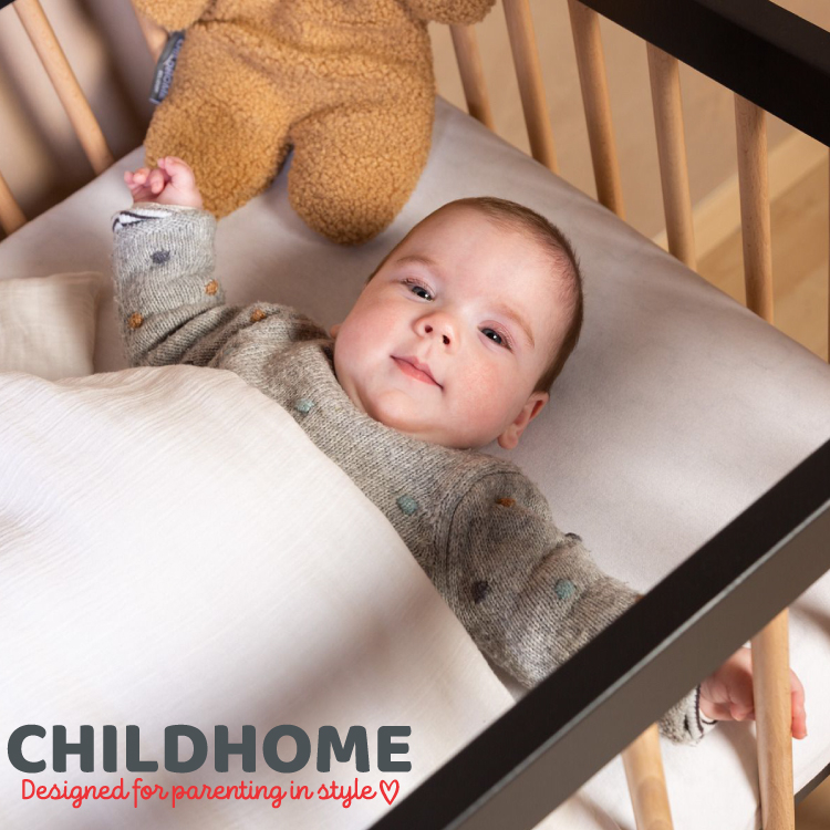 Patut Childhome Cot 97 Fag 60x120 cm, Natural/Negru [5]