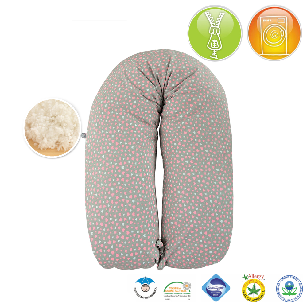 Perna Gravida 3 in 1 Husa Bumbac Gri-Roz 165 cm [2]