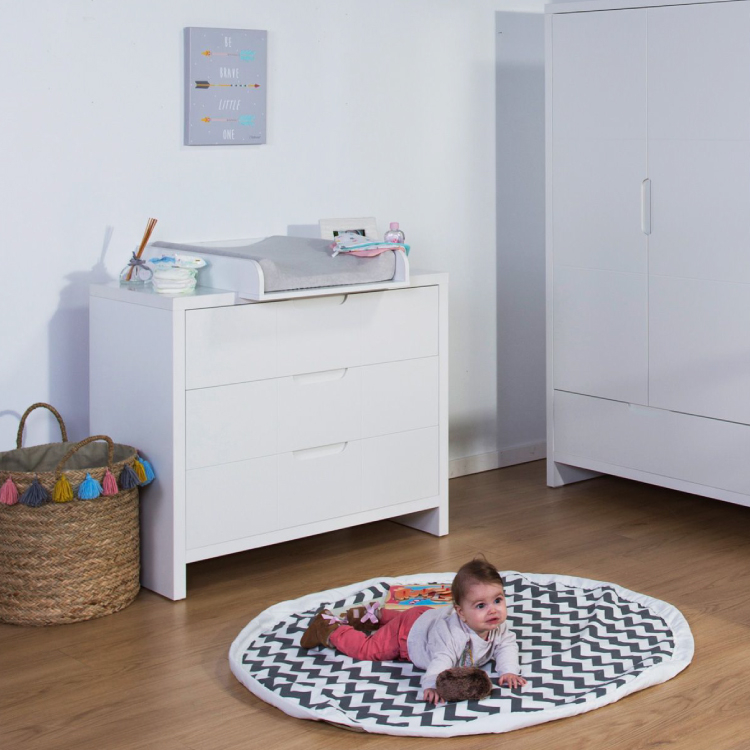 Comoda Childhome Quadro White 100x55x89 cm cu masa de infasat, MDF Alb [4]