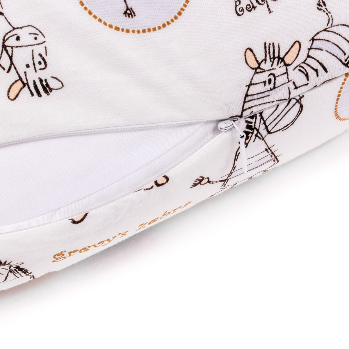 Perna de alaptare fiziologica husa din bumbac bej model zebre 72 cm [3]