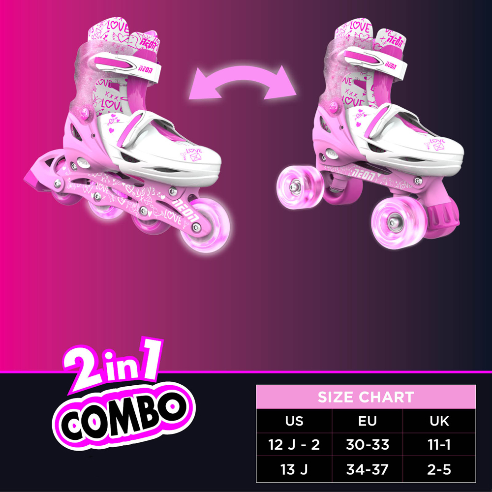Role 2 in 1 Neon Combo Skates marime 34-37 Pink [6]