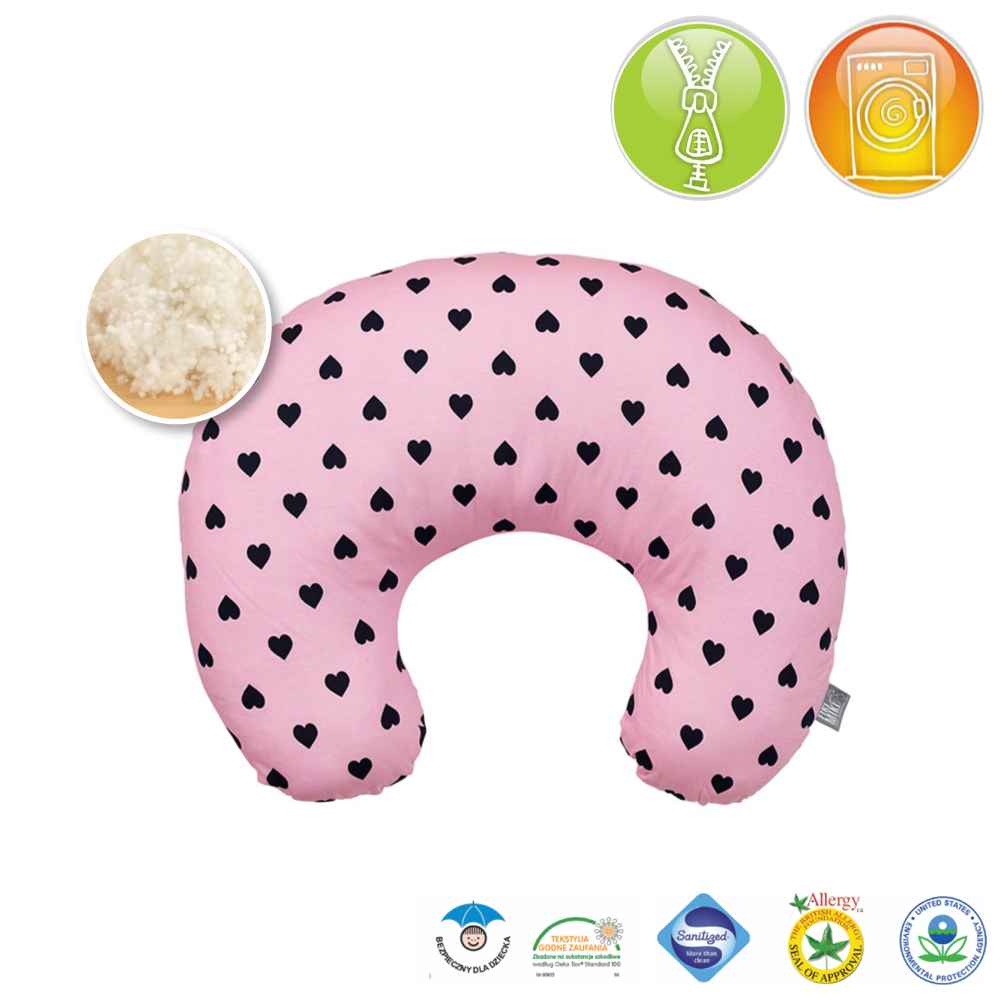 Perna Alaptare Fiziologica Husa Bumbac Model Roz-Inimioare 72 cm [2]