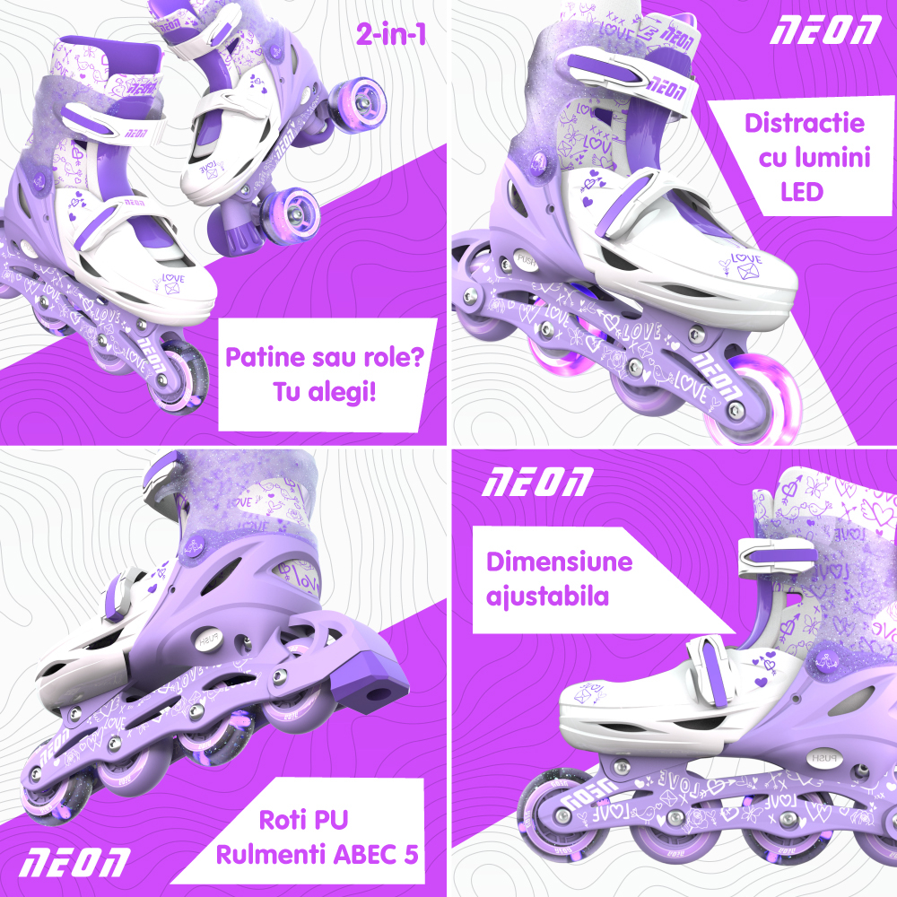 Role 2 in 1 Neon Combo Skates marime 34-37 Purple [4]