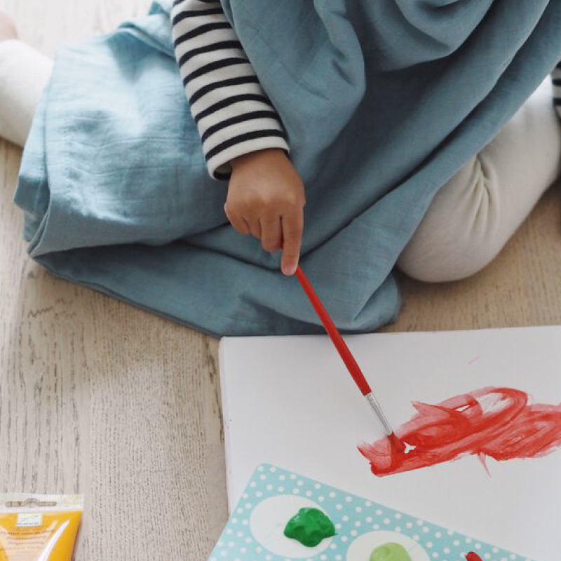 Set 2 Museline Beaba bumbac 120x120 cm Baltic Blue/Points [2]