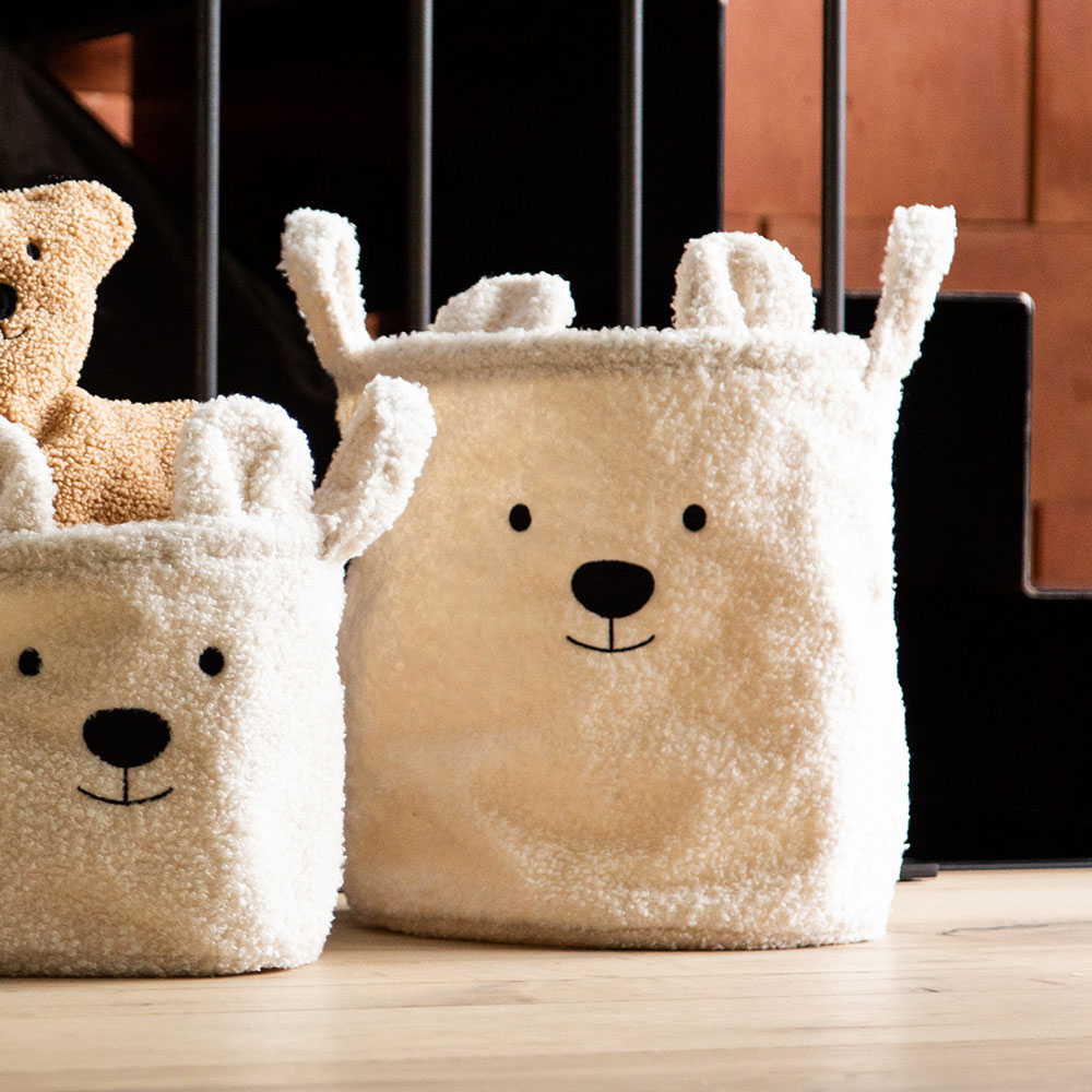 Cos depozitare Childhome 30x30x30 cm, Teddy Alb [3]