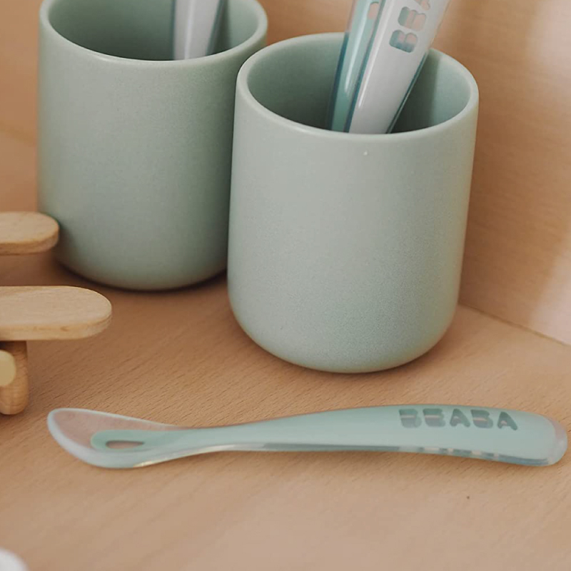 Set 4 lingurite silicon +4 luni Beaba Sage Green [2]