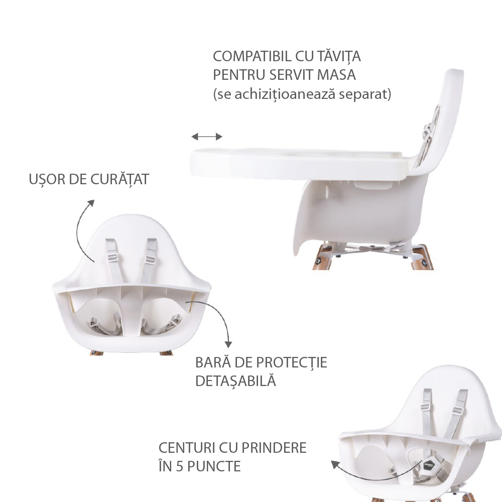 Scaun de masa reglabil in inaltime Childhome Evolu 2 Natural/Alb [6]