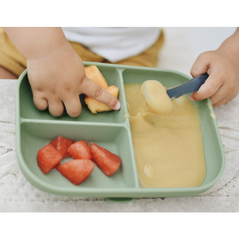 Farfurie compartimentata din silicon cu ventuza Beaba Sage Green [2]