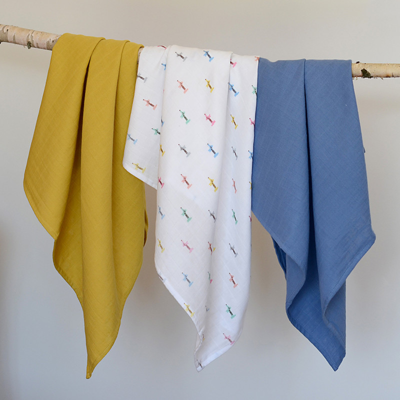 Set 3 Museline Beaba bumbac organic 70x70 cm Teckel Beige [3]