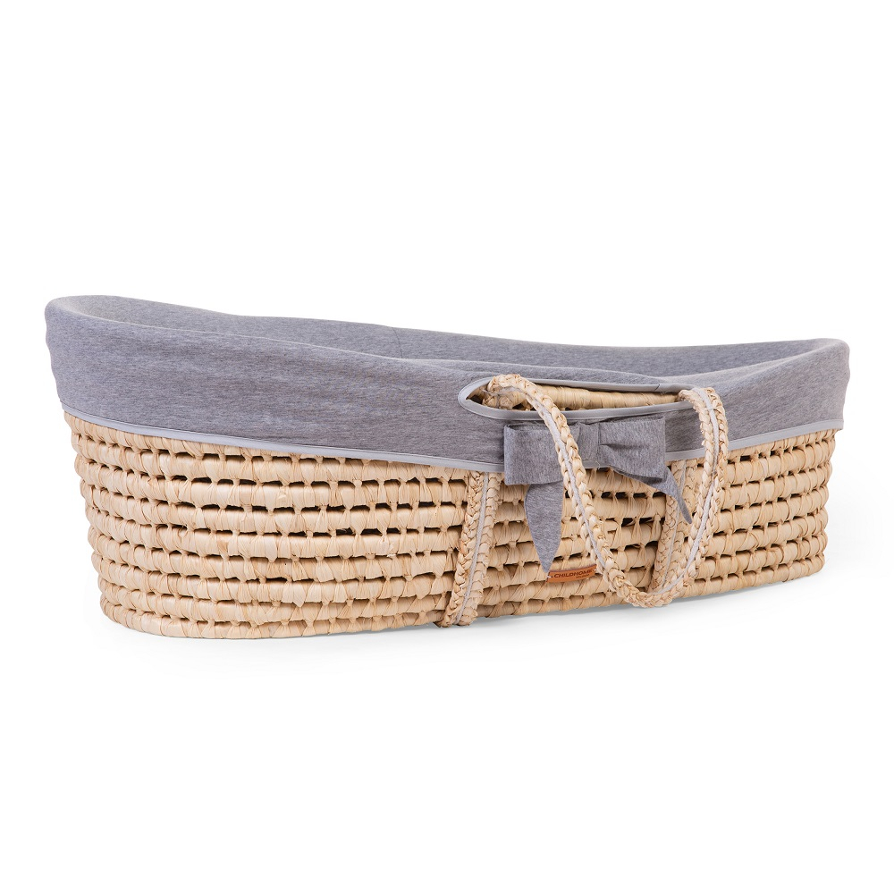 Cos bebe Childhome Moise din coji de porumb cu saltea, Husa Jerse Gri [2]