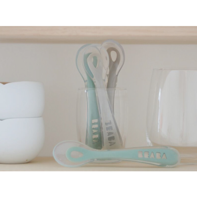 Set 4 lingurite silicon +8 luni Beaba Sage Green [2]