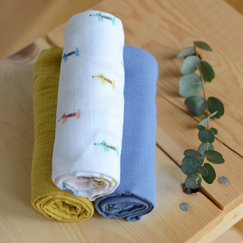 Set 3 Museline Beaba bumbac organic 70x70 cm Teckel Beige [4]