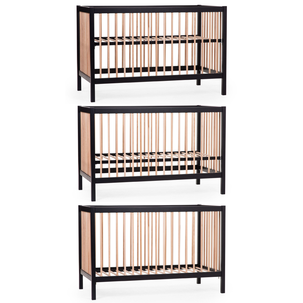 Patut Childhome Cot 97 Fag 60x120 cm, Natural/Negru [2]
