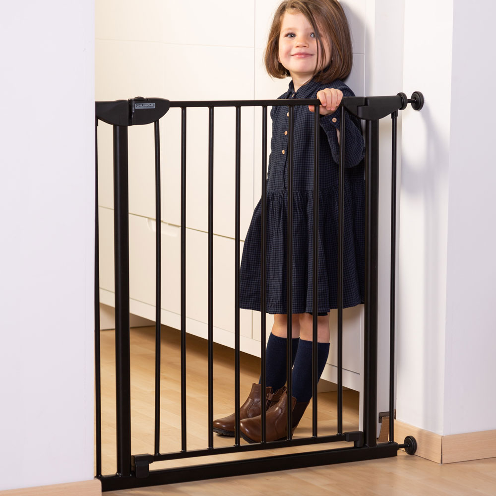 Poarta de siguranta metal Childhome Eltra Doorgate Pressure 75-81 cm, Negru [2]