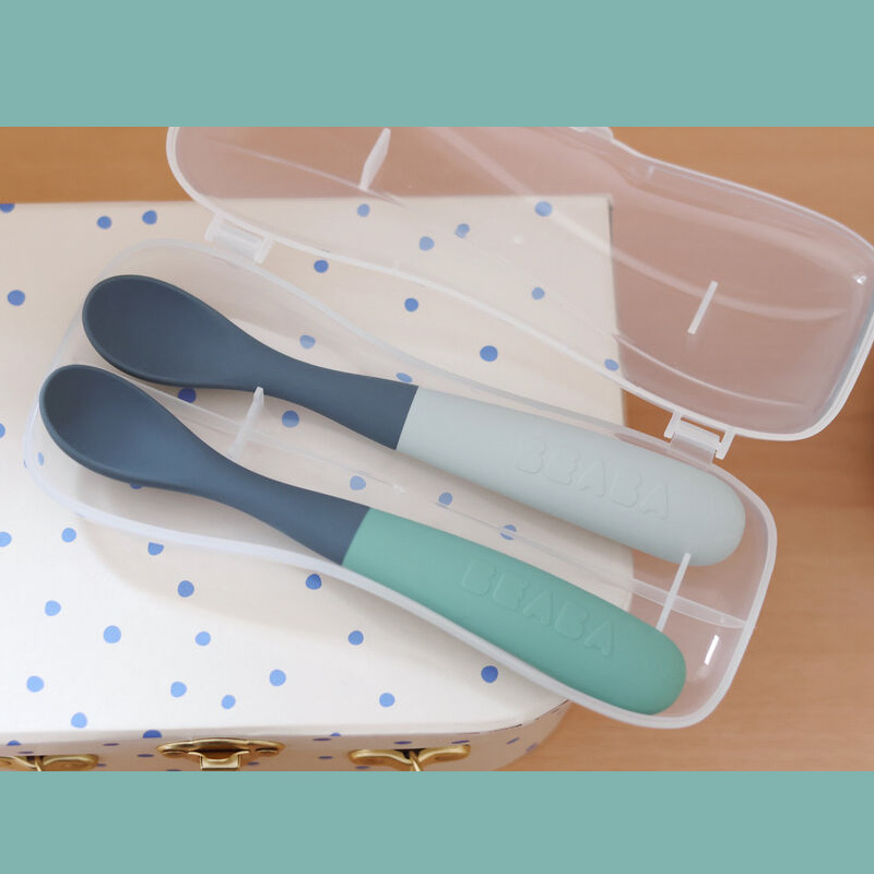 Set 2 lingurite silicon Beaba Bicolor Mineral [2]