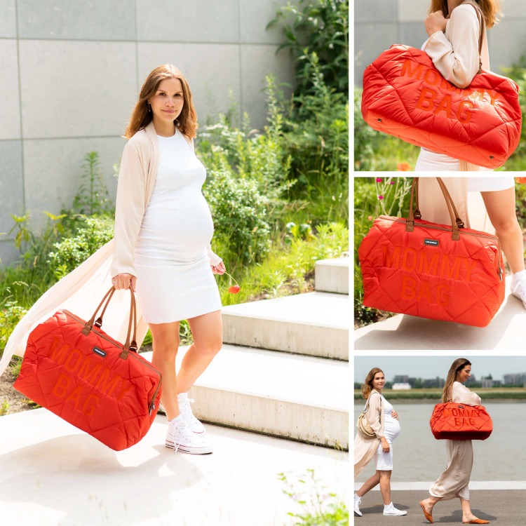 Geanta de infasat matlasata Childhome Mommy Bag Rosu [8]