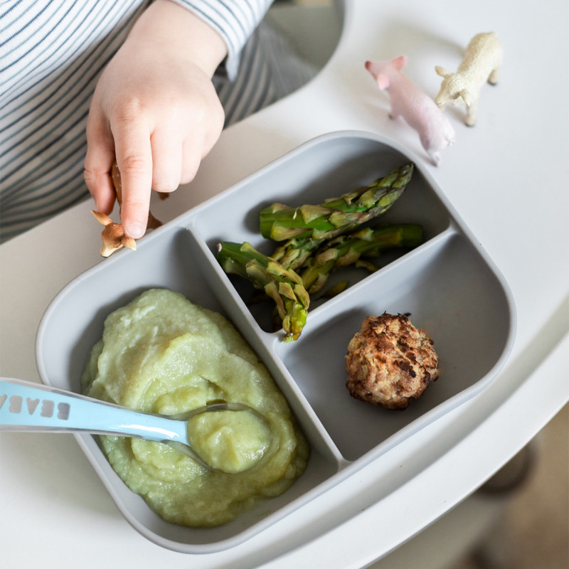 Set de masa silicon Beaba 2 piese - Gri [3]