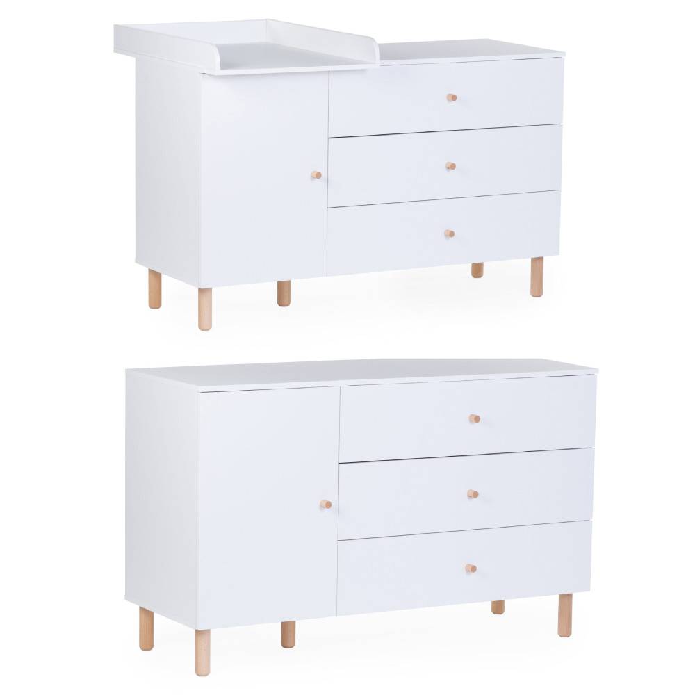 Comoda Childhome Wonder White 137x75x93 cm cu masa de infasat [3]